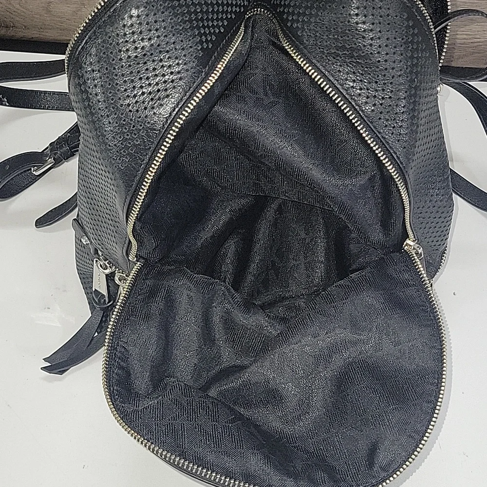 Michael Kors Black Perforated Leather Mini Backpack Bag